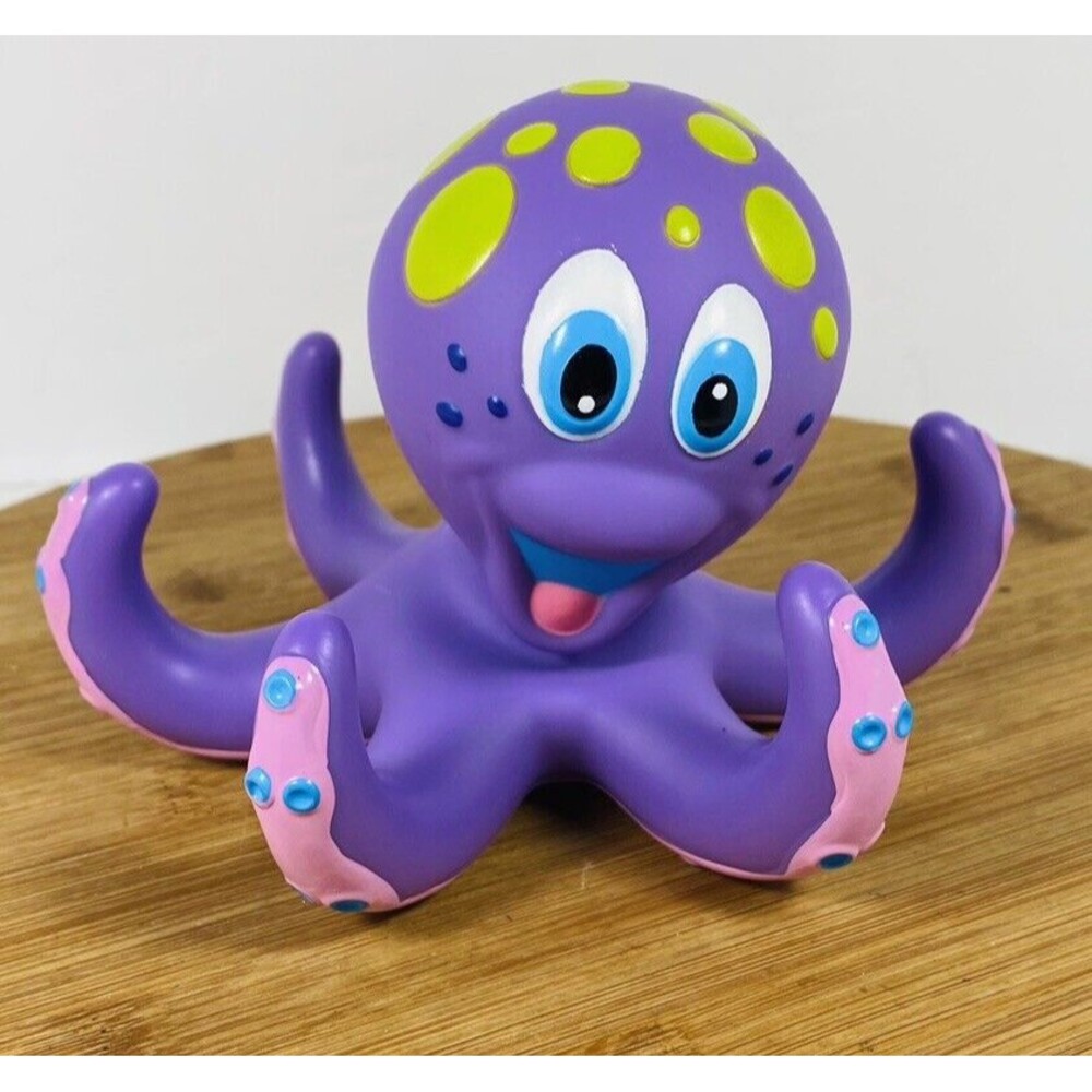 Nuby 2010 Purple Octopus Bathing Floating Animal Toy Only No Rings Included